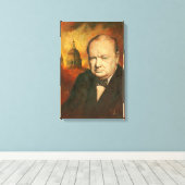 Winston Churchill portretdoek Canvas Afdruk (Insitu (Houten vloer))
