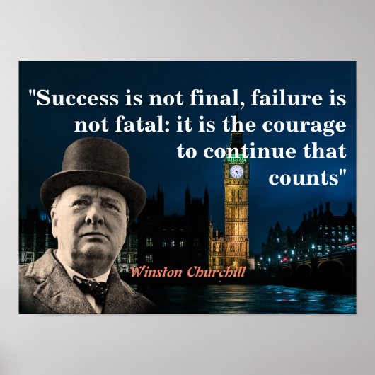 Winston Churchill Quote On Courage Poster (Voorkant)
