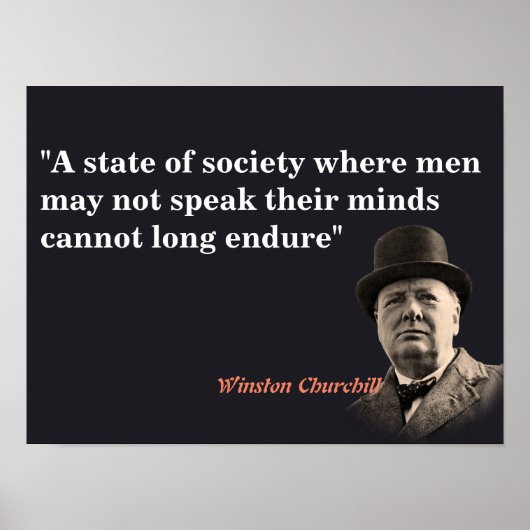 Winston Churchill Quote On Free Speech Poster (Voorkant)