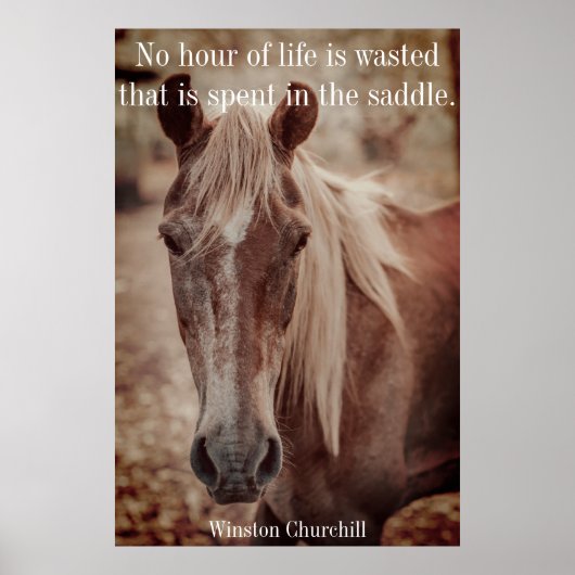 Winston Churchill Quote over de muur van paarden Poster (Voorkant)
