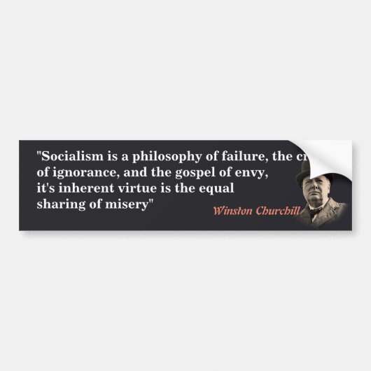Winston Churchill Quote over het socialisme Bumpersticker (Voorkant)
