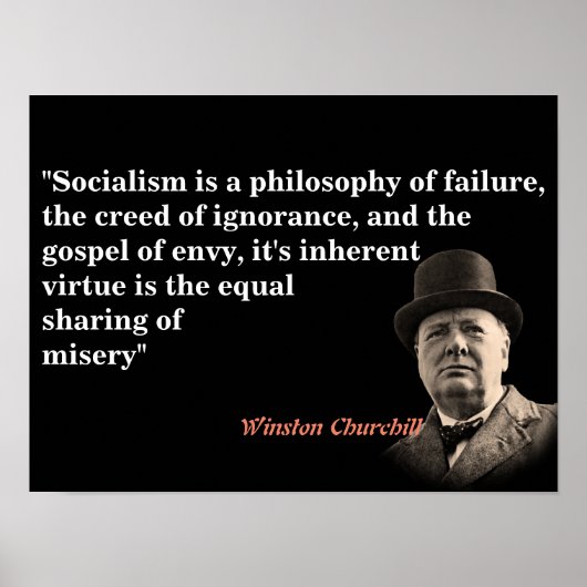 Winston Churchill Quote over het socialisme Poster (Voorkant)