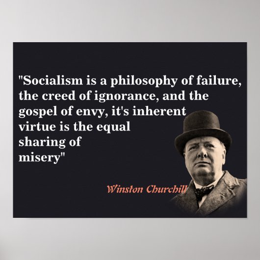Winston Churchill Quote over het socialisme Poster (Voorkant)