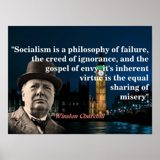 Winston Churchill Quote over het socialisme Poster (Voorkant)