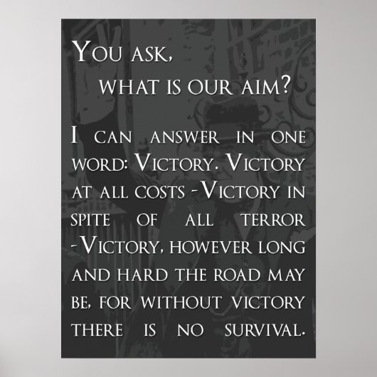 Winston Churchill Quote - Overwinning Poster (Voorkant)
