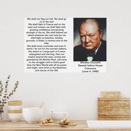 Winston Churchill Quote Poster (Keuken)