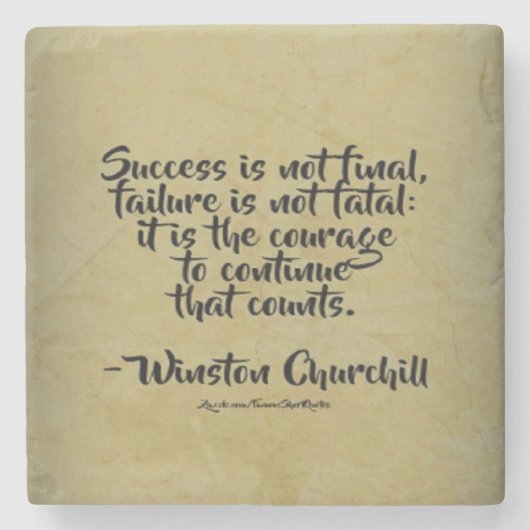 Winston Churchill Quote; Succes Stenen Onderzetter (Voorkant)