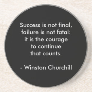 Winston Churchill Quote; Succes Zandsteen Onderzetter