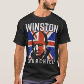 Winston Churchill Retro Britse vlag T-shirt (Voorkant)