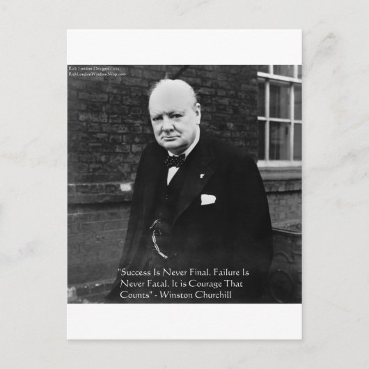 Winston Churchill "Succes nooit definitief" cadeau Briefkaart (Voorkant)