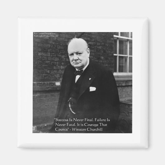 Winston Churchill "Succes nooit definitief" cadeau Magneet (Voorkant)