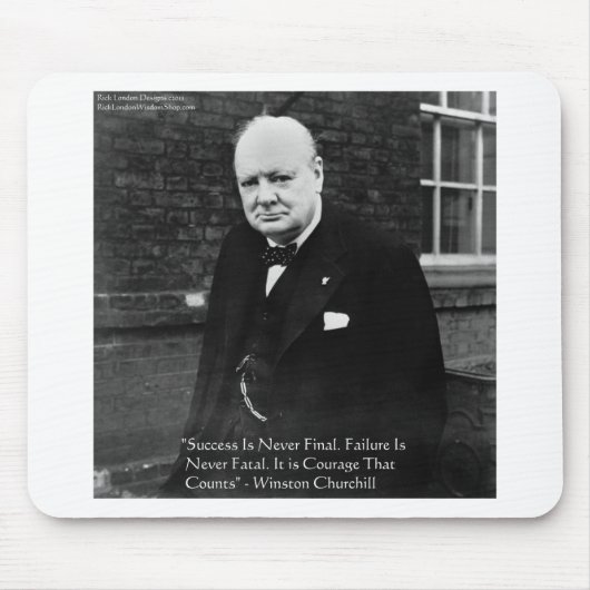Winston Churchill "Succes nooit definitief" cadeau Muismat (Voorkant)