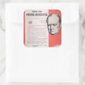 Winston Churchill, Vertegenwoordiger van Brits WW2 Vierkante Sticker (Tas)