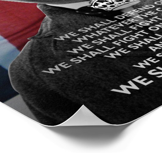 Winston Churchill - "We zullen nooit overgeven" Poster (Hoek)