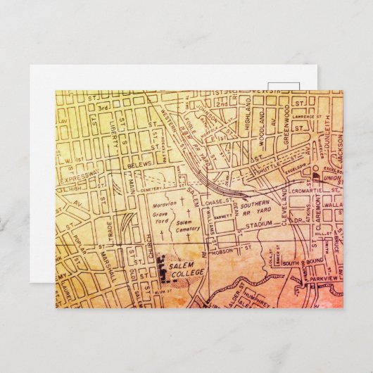 Winston-Salem,  kaart NC (Voorkant / Achterkant)