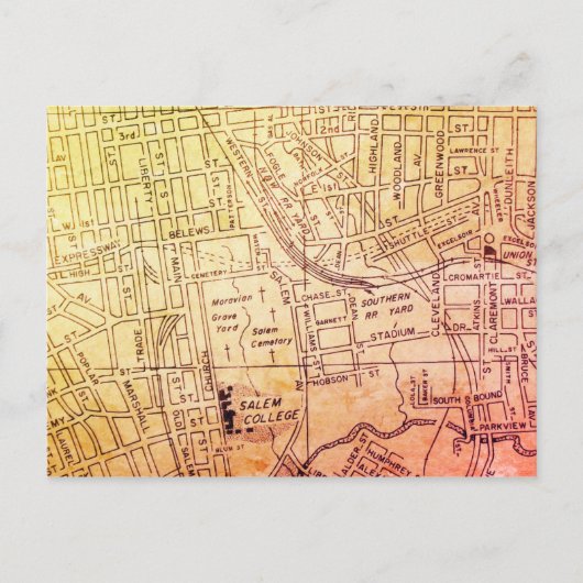 Winston-Salem,  kaart NC (Voorkant)