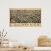 Winston-Salem N. Carolina Antiek Panoramic Map Poster (Keuken)