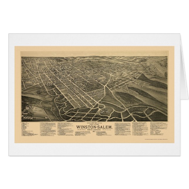 Winston-Salem, NC Panoramic Map - 1891 (Voorkant Horizontaal)