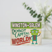 Winston-Salem North Carolina Robot - Funny  Briefkaart (Staand voorkant)