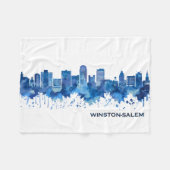 Winston-Salem North Carolina Skyline Blue Fleece Deken (Voorkant (Horizontaal))