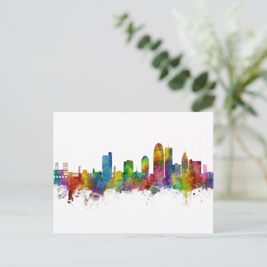 Winston-Salem North Carolina Skyline Briefkaart (Staand voorkant)