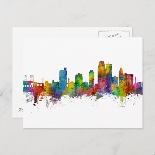 Winston-Salem North Carolina Skyline Briefkaart (Voorkant / Achterkant)