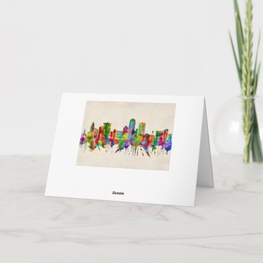 Winston-Salem North Carolina Skyline Feestdagen Kaart (Achterkant)