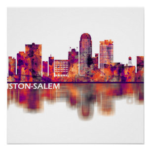 Winston-Salem North Carolina Skyline Perfect Poster