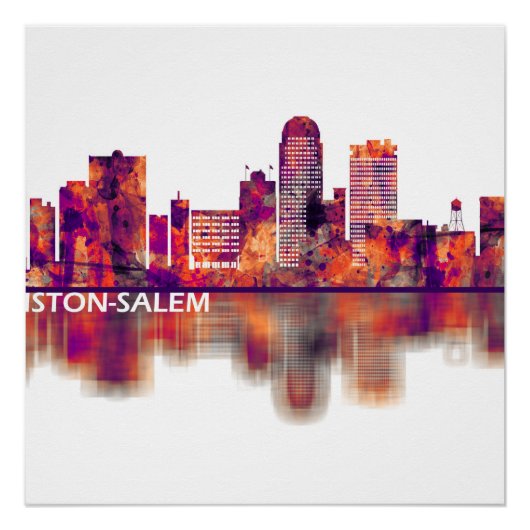 Winston-Salem North Carolina Skyline Perfect Poster (Voorkant)