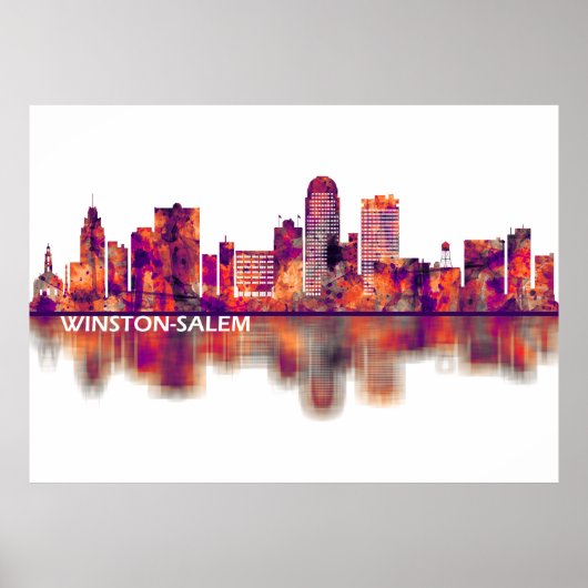 Winston-Salem North Carolina Skyline Poster (Voorkant)