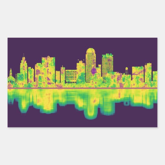 Winston-Salem North Carolina Skyline Rechthoekige Sticker (Voorkant)