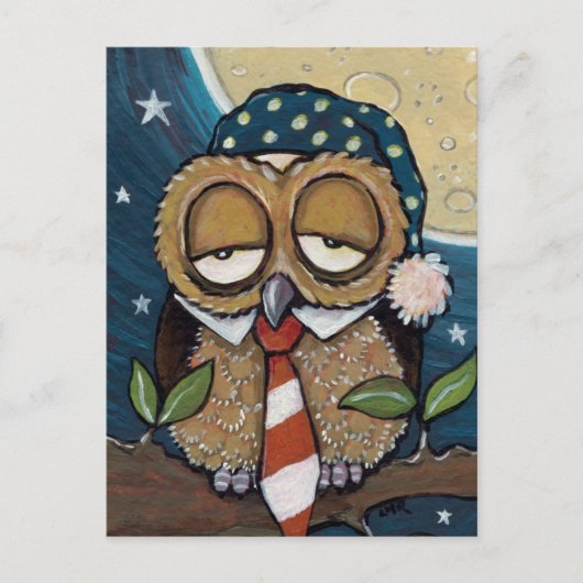 Winston | Sleepy Business Owl Art Briefkaart (Voorkant)