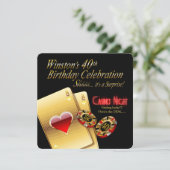 Winstons 40e verjaardag Vegas Casino Night-feest Kaart (Staand voorkant)