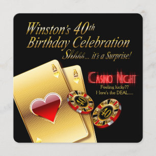 Winston's 40e verjaardag Vegas Casino Night-feest Kaart
