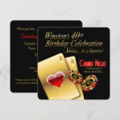 Winston's 40e verjaardag Vegas Casino Night Party Kaart (Voorkant / Achterkant)