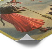 Wintage Halloween Witch, Cat Poster (Hoek)