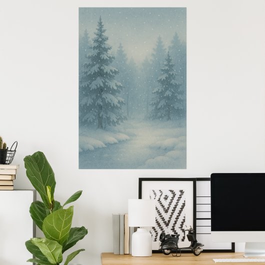 Winter 1, Sneeuwval Stilte, Seizoensgebonden Print (Thuiskantoor)