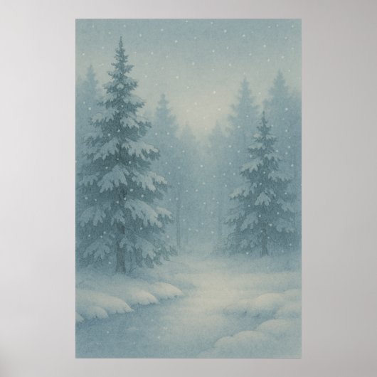 Winter 1, Sneeuwval Stilte, Seizoensgebonden Print (Voorkant)