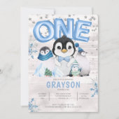 Winter 1ste verjaardag Blauwe Snowflake Kaart (Voorkant)