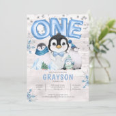 Winter 1ste verjaardag Blauwe Snowflake Kaart (Staand voorkant)