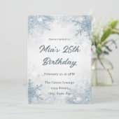 Winter 25th Birthday Invitation – Snowflakes Kaart (Staand voorkant)