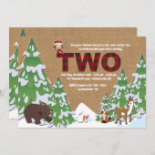 Winter 2 Birthday Party Invitation Kaart (Voorkant / Achterkant)