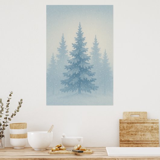 Winter 2, Frosted Pines, seizoensgebonden afdrukke Poster (Keuken)