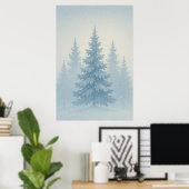 Winter 2, Frosted Pines, seizoensgebonden afdrukke Poster (Thuiskantoor)