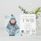Winter 2e verjaardag foto uitnodiging (Staand voorkant)