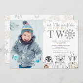 Winter 2e verjaardag foto uitnodiging (Voorkant / Achterkant)