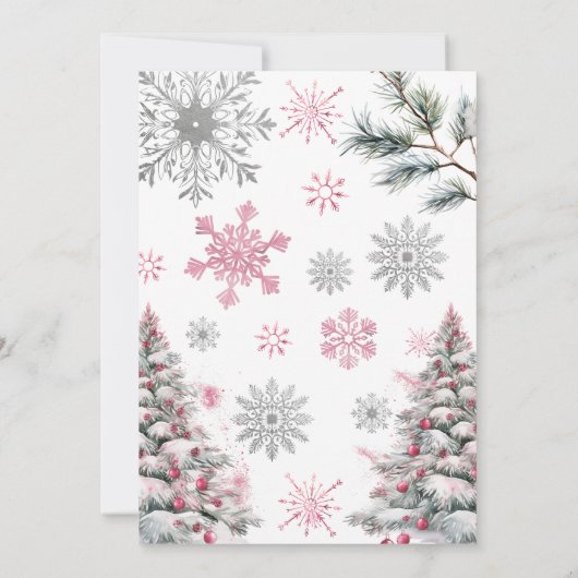 Winter 30 verjaardagsuitnodiging, roze en zilver kaart (Achterkant)