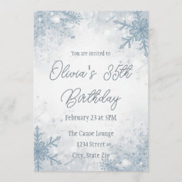 Winter 35th Birthday Invitation – Cool Gray Snow Kaart