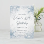 Winter 35th Birthday Invitation – Cool Gray Snow Kaart (Staand voorkant)