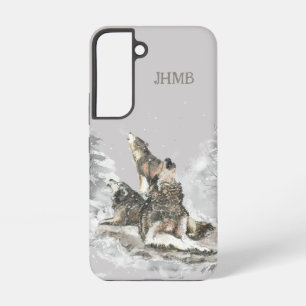 Winter 3 wolven huilende dier kunst aangepaste ini samsung galaxy hoesje